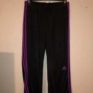 Adidas purple stripe athletic pants